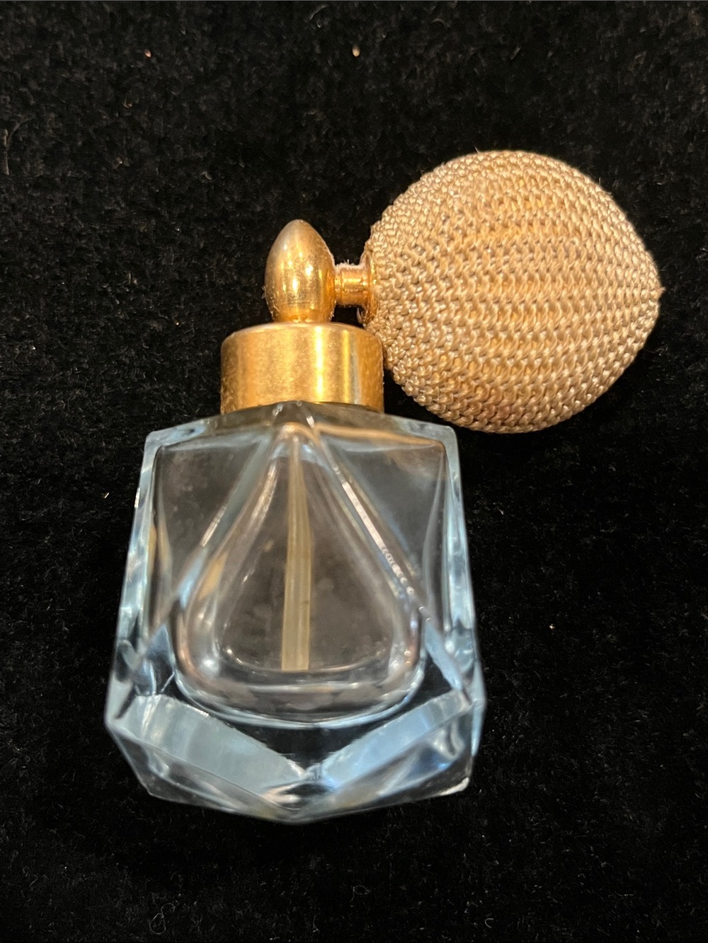 Vintage Austrian Crystal Perfume Gold Atomizer Bottle w/Gold Tone Sprayer